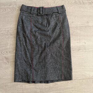 bebe Tweed Pencil Skirt Gray Pink Belted Size 0